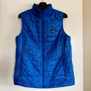 Patagonia Nano Puff Vest Large Bayou Blue Windproof Water Resistant L womens